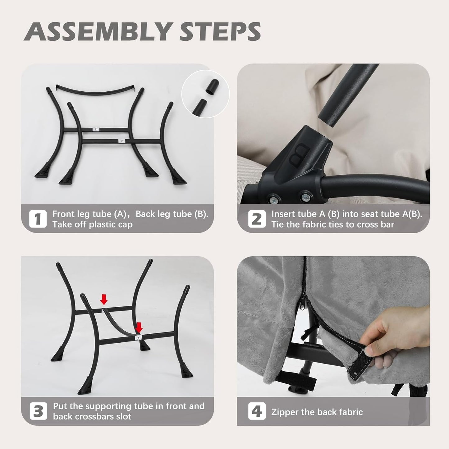 Lazy Chair with Folding Ottoman,Leisure Sofa Chair,Soft Fabric Armchair with Armrests and Side Pockets, Reading Chair with Footrest for Living Room, Bedroom, Office (Plush Light Grey)