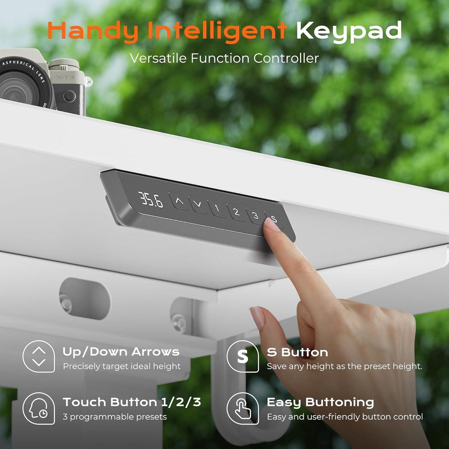 Huuger Dual Motor Electric Standing Desk Frame, Sit Stand up Desk Leg for 47.2” to 86.6” Desktop, Computer Desk Leg with Cable Tray, 3 Memory Height Presets, 2 Hooks, White Frame Only