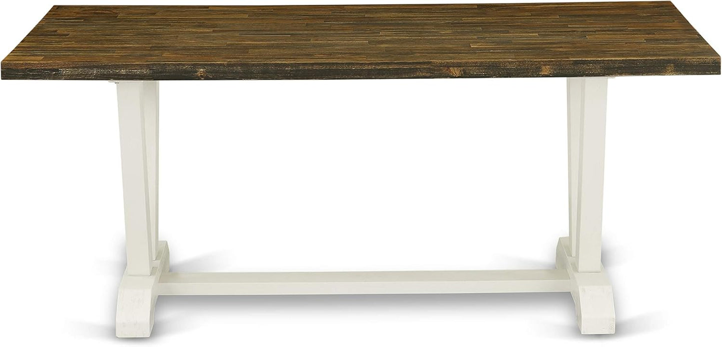 East West Furniture V077EN206-5 5 Piece Modern Dining Table Set Includes a Rectangle Wooden Table with V-Legs and 4 Dark Shitake Linen Fabric Parsons Dining Chairs, 40x72 Inch, Multi-Color