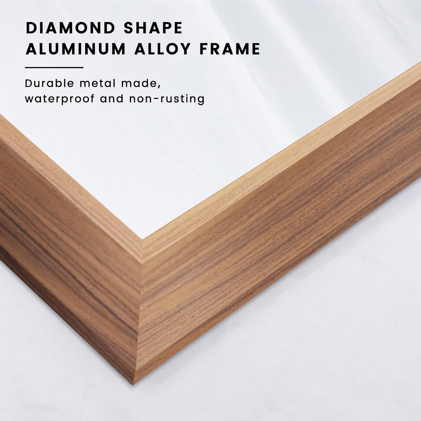 Amorho 30 X36 Inch Bathroom Mirror for Wall, Walnut Wood Grain Metal Framed Mirror, Anti-Rust, Hang Horizontally/Vertically, Suitable for Bedroom, Farmhouse, Bathroom, Decorative