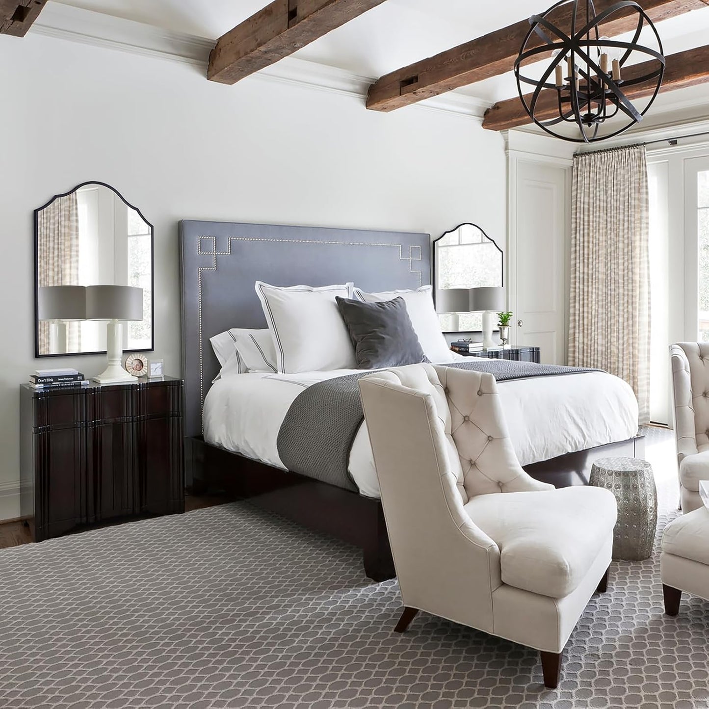 Black Decorative Wall Mirror, 30"x20", Black Arched Mirror, Traditional Framed Wall Mirror for Bathroom, Entryway, Living Room, Hallway