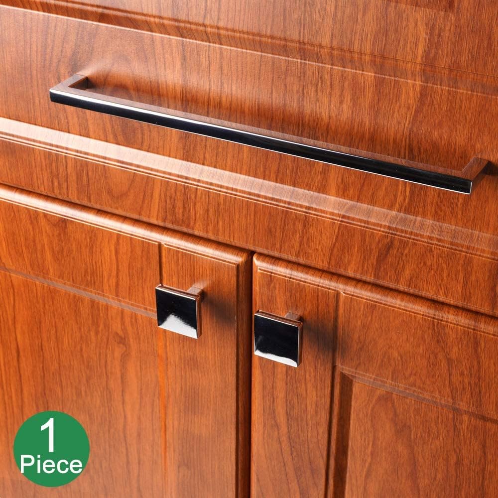 KOOFIZO Solid Square Bar Cabinet Handle - Chrome Furniture Pull, 10 Inch/256mm Screwhole Distance, 1-Piece for Kitchen Cupboard Door, Bedroom Dresser Drawer, Bathroom Wardrobe Hardware