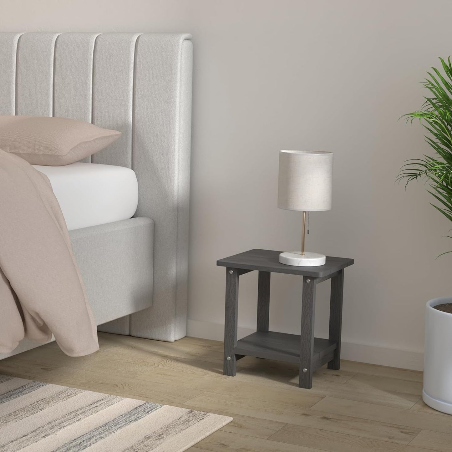 LUE BONA Adirondack Outdoor Side Table, 2-Tier Black HDPS Patio End Table Weather Resistant, Morden Side Table for Patio, Pool, Porch