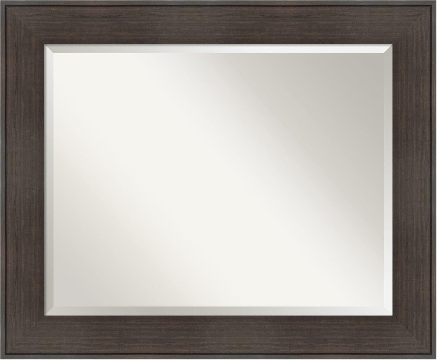 Amanti Art Brown Wall Mirror 28x34 William Rustic Woodgrain Rectangle Bathroom Mirror for Wall Decor Living Room, Large Classic Frame, Hangs Horizonally and Vertically, Bathroom Decor, Beveled Edge