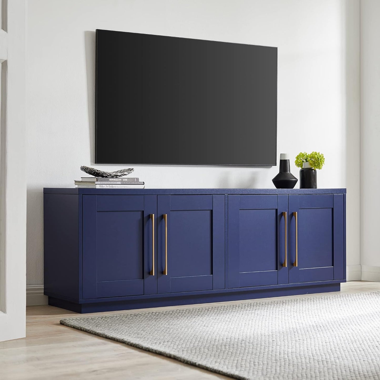 Henn&Hart Tillman TV Stand, 68" Wide, Blue