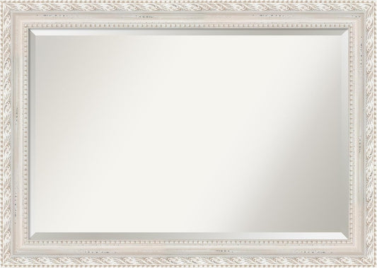 Amanti Art White Bathroom Mirror for Over Sink, 30x42 Opera Off White Rectangle Vanity Mirror, Large Traditional Wood Frame, Hangs Horizonally and Vertically, Bathroom Wall Decor, Beveled Edge from WI