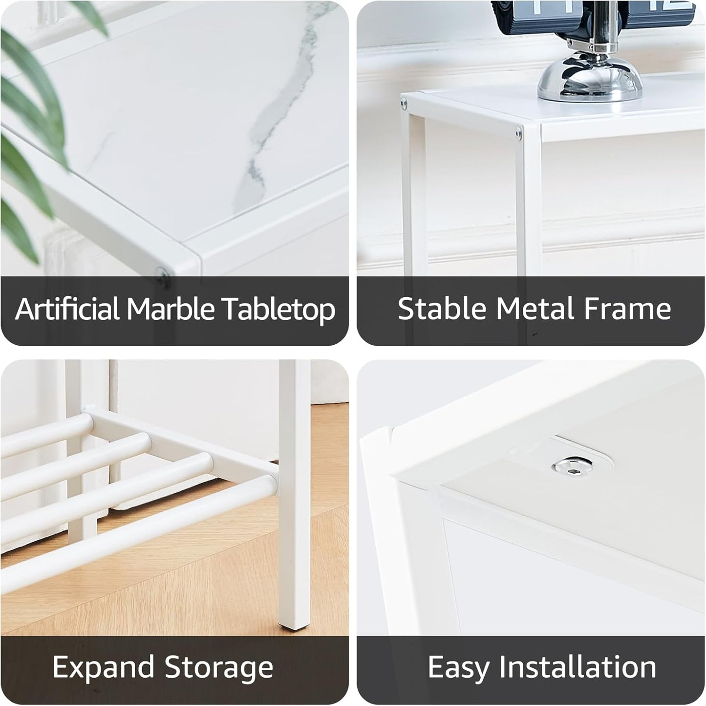 Wimarsbon 29.5" Sofa Tables, Narrow Console Table, 2 Tier Thin Sofa Table, Small Entryway Table with Shelf, Side Display Stand, Metal Frame Sturdy for Hallway, Living Room