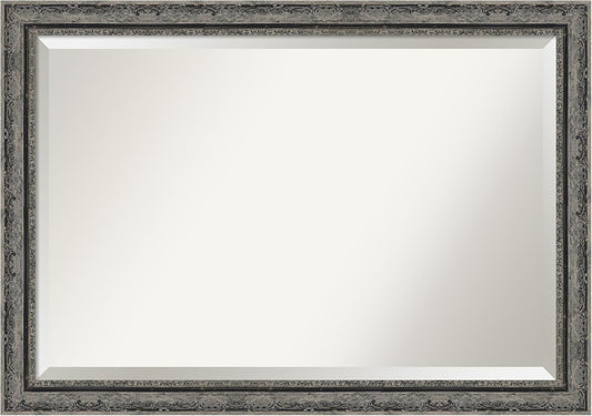 Amanti Art Bathroom Mirror for Over Sink, 29x41 Filigree Matte Black Rectangle Vanity Mirror, Large Traditional Frame, Hangs Horizonally and Vertically, Bathroom Wall Decor, Beveled Edge