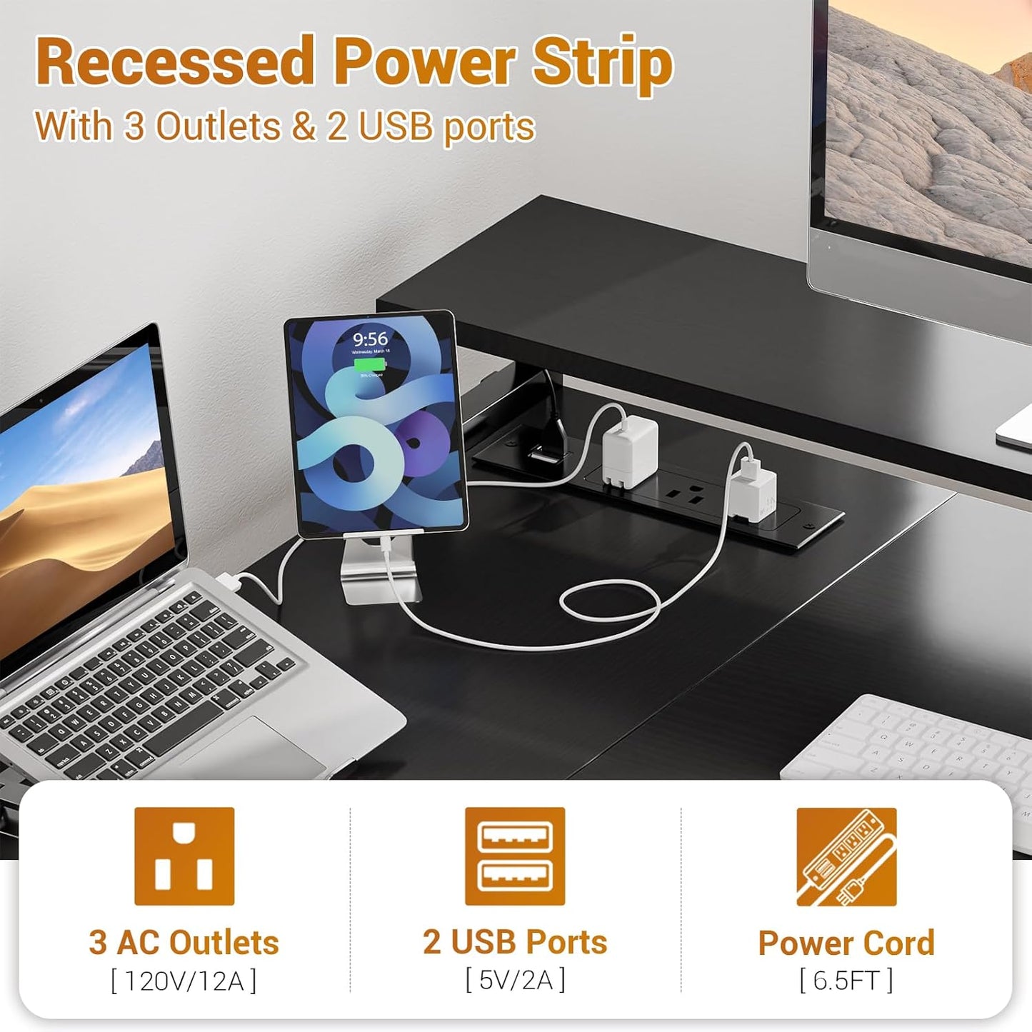 Aheaplus L Shaped Desk with File Drawer, Reversible L Shaped Computer Desk Gaming Desk with Power Outlet & LED Strip, Home Office Desk with Monitor Shelf, Corner Desk with Storage Shelves, Black