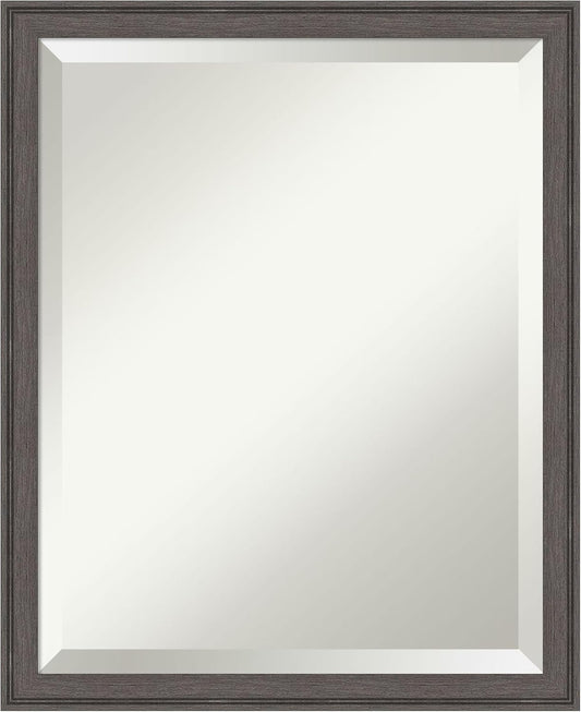 Amanti Art Silver Bathroom Mirror for Over Sink, 22x18 Florence Pewter Rectangle Vanity Mirror, Small Casual Frame, Hangs Horizonally and Vertically, Bathroom Wall Decor, Beveled Edge from WI, USA