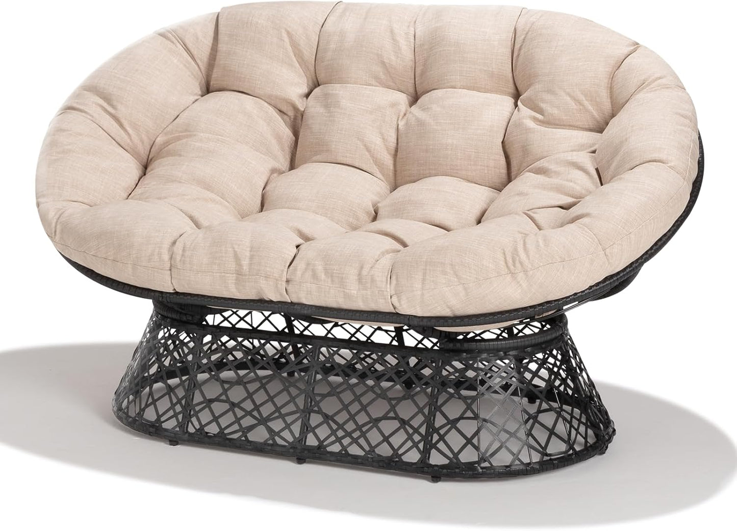 Bme Double Papasan Chair, Beige-Black Frame