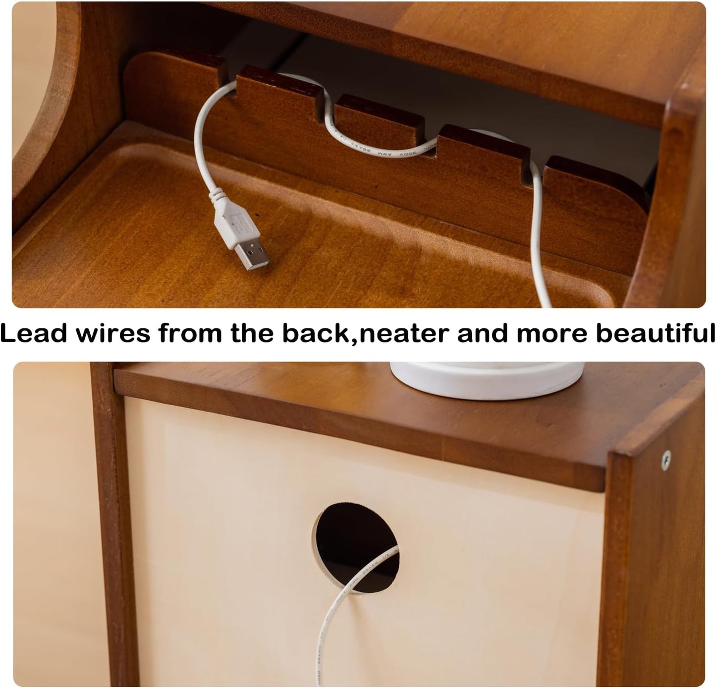 Small Nightstand, Narrow Nightstand, Solid Wood Night Stand, Narrow Side Table for Small Spaces, Couch, Walnut Color 11.81 in Wide