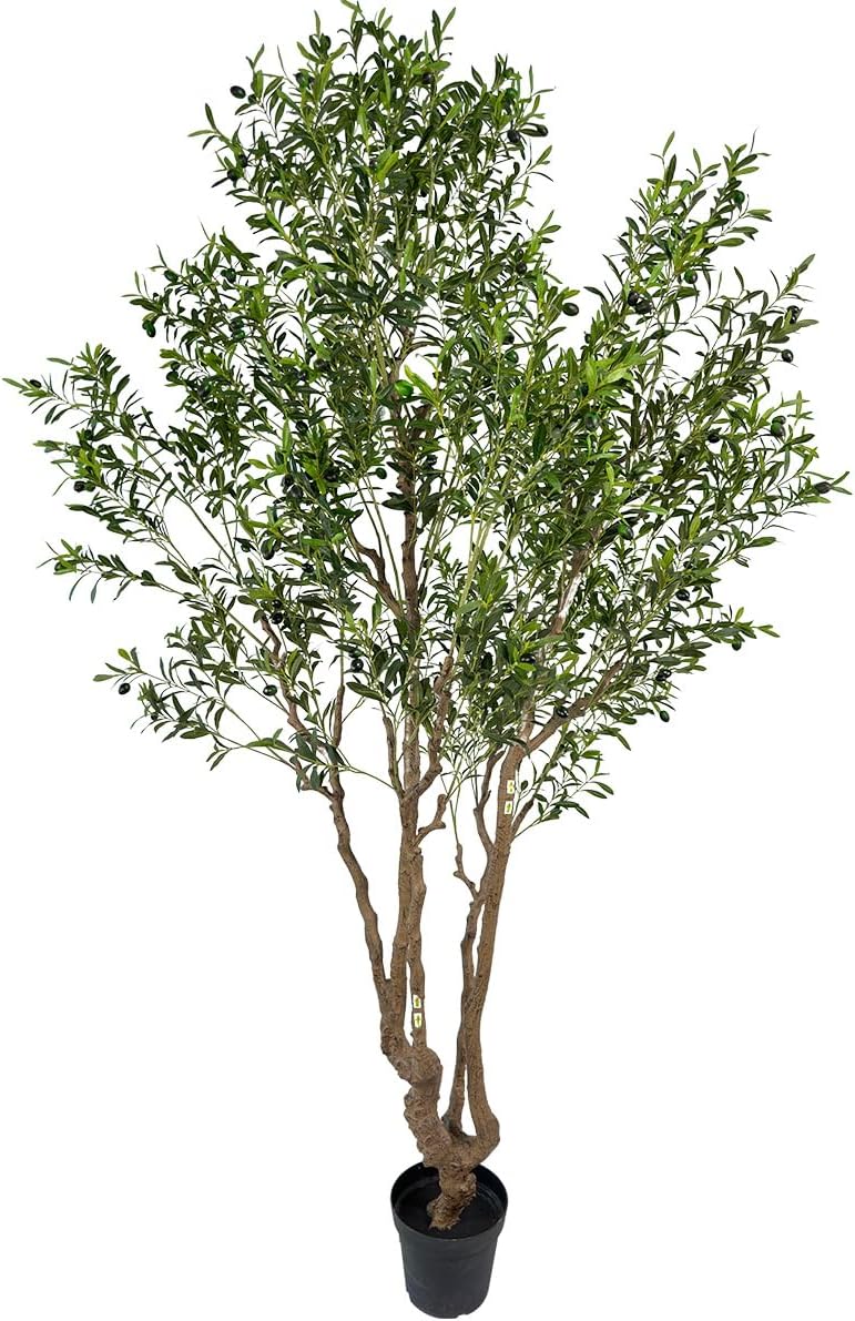 Artificial Olive Tree - 9ft Tall Fake Olive Plant in Pot - Faux Silk Tree for Indoor