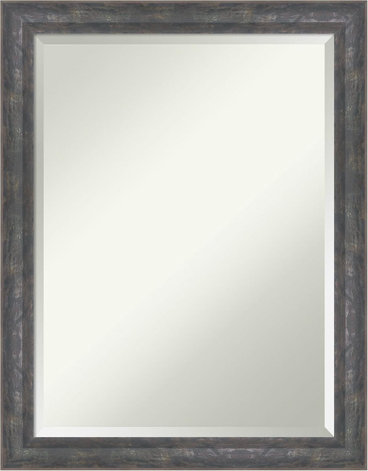 Amanti Art Grey Wall Mirror 27x21 Angled Metallic Rainbow Rectangle Bathroom Mirror for Wall Decor Living Room, Medium Modern Contemporary Wood Frame, Hangs Horizonally and Vertically, Bathroom Decor