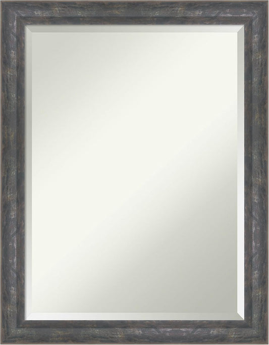 Amanti Art Grey Wall Mirror 27x21 Angled Metallic Rainbow Rectangle Bathroom Mirror for Wall Decor Living Room, Medium Modern Contemporary Wood Frame, Hangs Horizonally and Vertically, Bathroom Decor