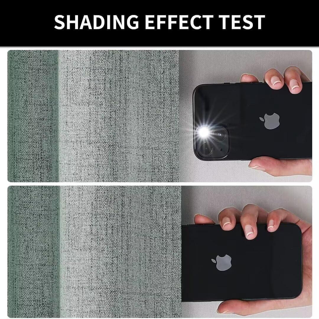 Joydeco Natural Linen Curtains 90 inch Length 2 Panels Set Burg 100% Blackout Patio Door Curtain Room Darkening Sliding Door Curtains Thermal Insulated Back tab Rod Pocket(105x90 inch, Sage Green)