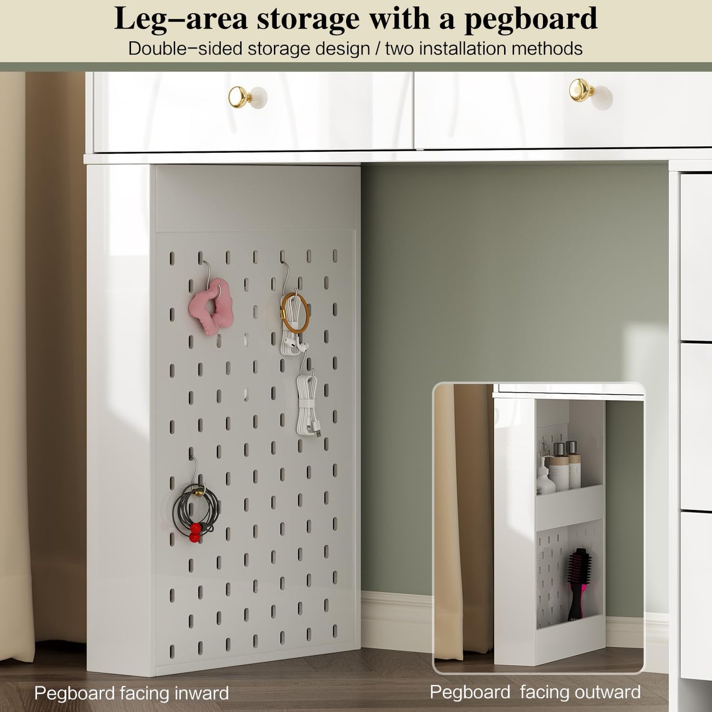 Makeup Vanity Desk with Mirror and Lights, Vanity Desk with 8 Drawers & Storage Shelves, Vanity Table with Power Outlet, 3 Color Modes & Adjustable Brightness Dressing Table, Bedroom,White2