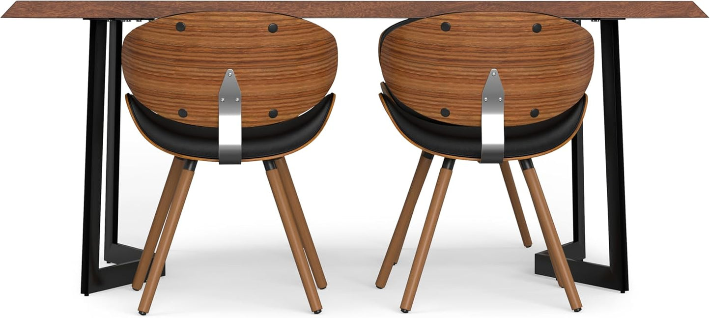 SIMPLIHOME Marana/Watkins 5-Piece Dining Set, 66 inch Wide Solid Mango Wood Table and 6 Upholstered Bentwood Chairs in Black, Mid-Century Modern Style for Dining Room with Curved Back (Set of 5)