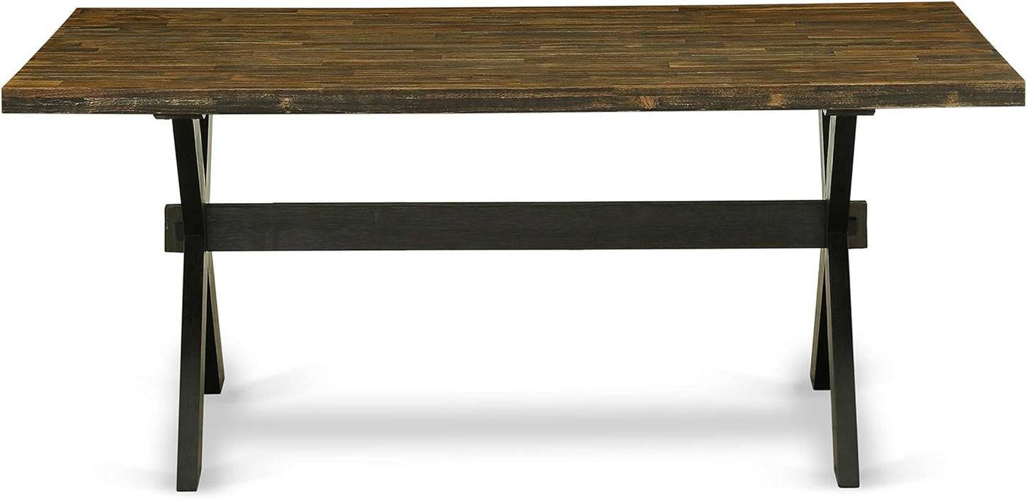 East West Furniture X677EL635-7 7 Piece Dining Table Set Consist of a Rectangle Kitchen Table with X-Legs and 6 Doeskin Linen Fabric Parson Dining Room Chairs, 40x72 Inch, Multi-Color