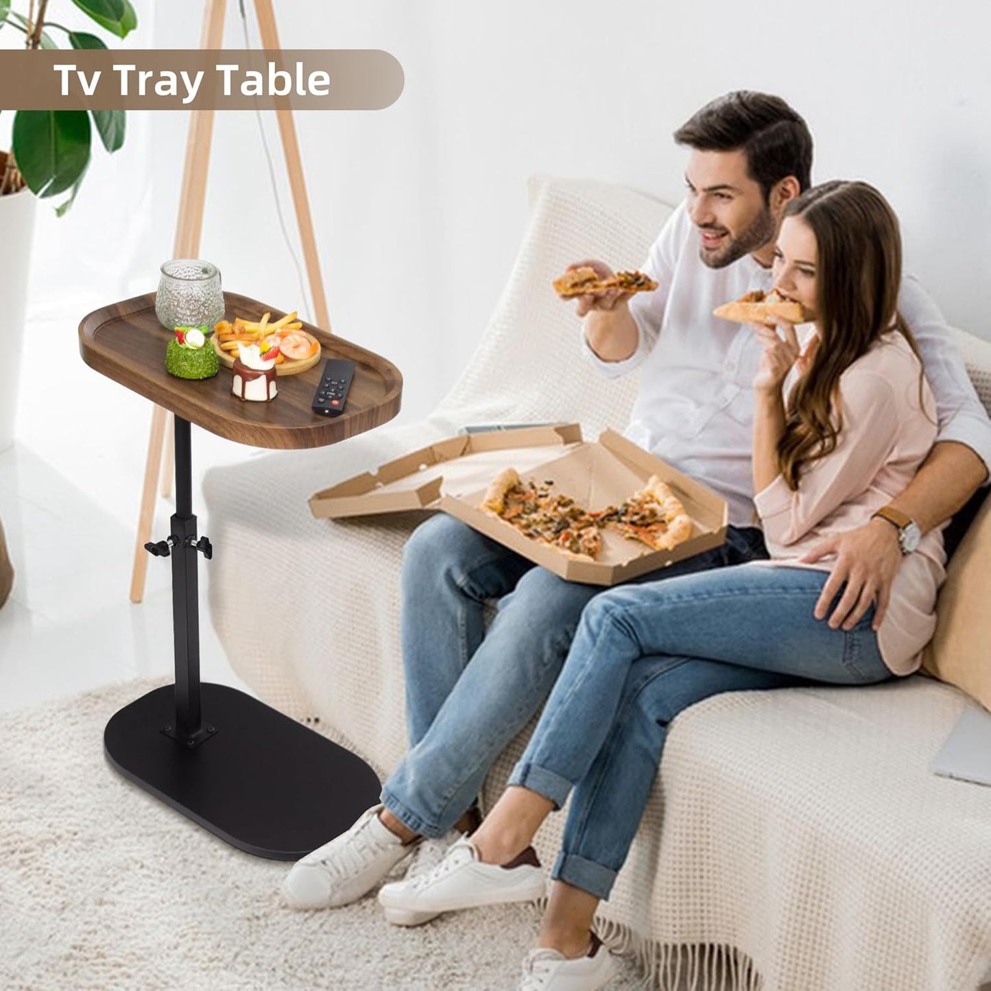 Aoligrace Side Table Adjustable Height, 360°Swivel C Shaped End Table for Couch Sofa Bed, Small TV Tray C Table for Small Spaces Living Room Bedroom