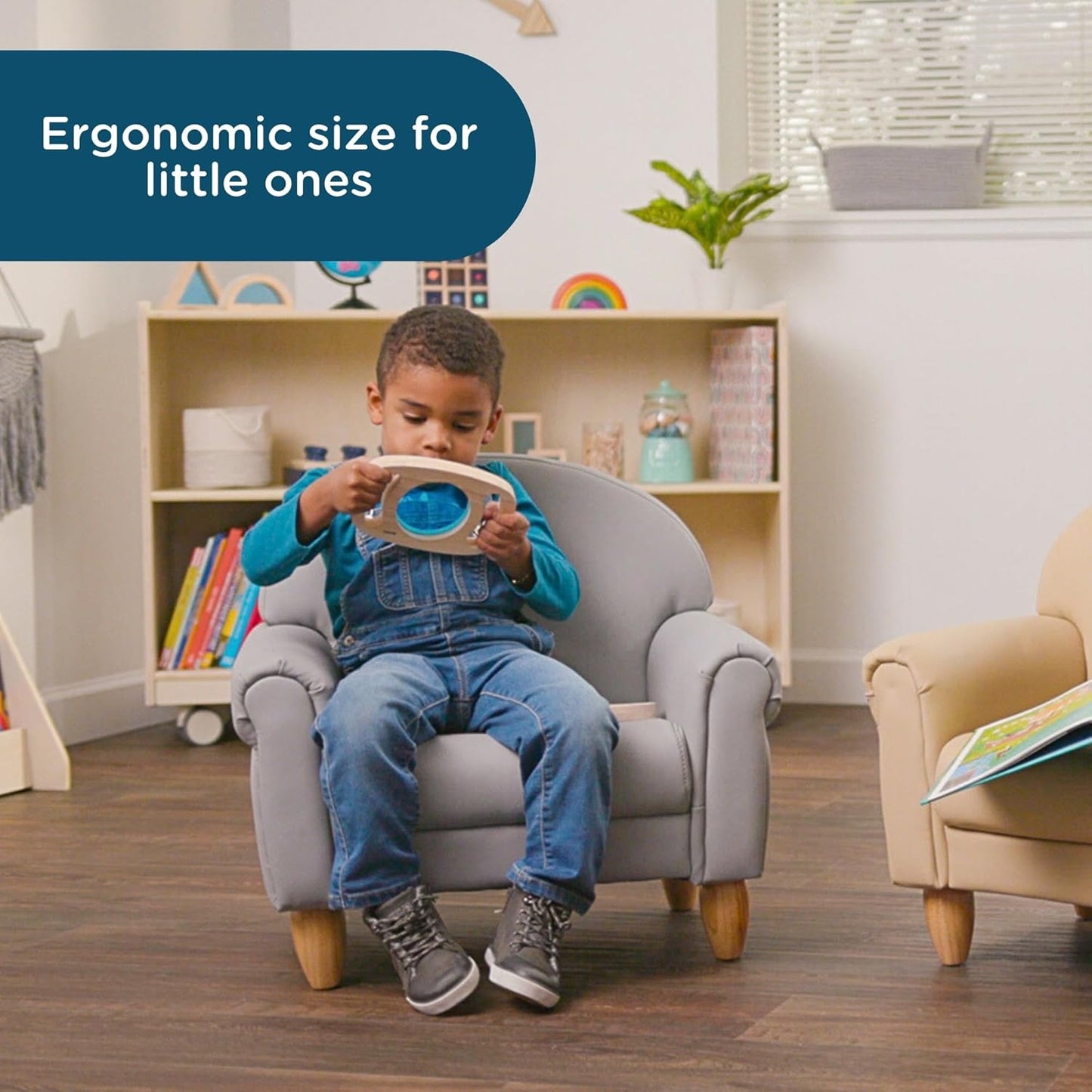 Children's Factory As We Grow Toddler Chair, Flexible Seating for Daycare or Preschool, Kids Reading Couch, Playroom Furniture, Gray