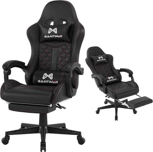 Gaming Chair, 400 lbs Adult Chair, High Back Computer Chair with Footrest and Linked Armrests, Office Video Game Chair with Lumbar Support (Black)