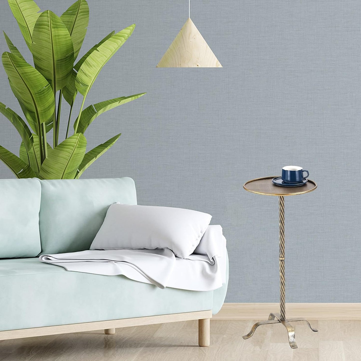 Metal Martini Table, 27.75" Antique Gold Side Table with 4 Legs, Modern Small Round Drink Table for Small Spaces Livng Room Sofa Couch Patio