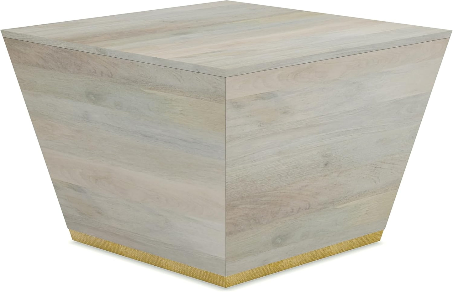 SIMPLIHOME Abba Square Coffee Table - 28 inch Wide Solid Mango Wood Modern Cocktail Table in White Wash, Contemporary Table for Living Room with Low Profile Block Design, Assembled