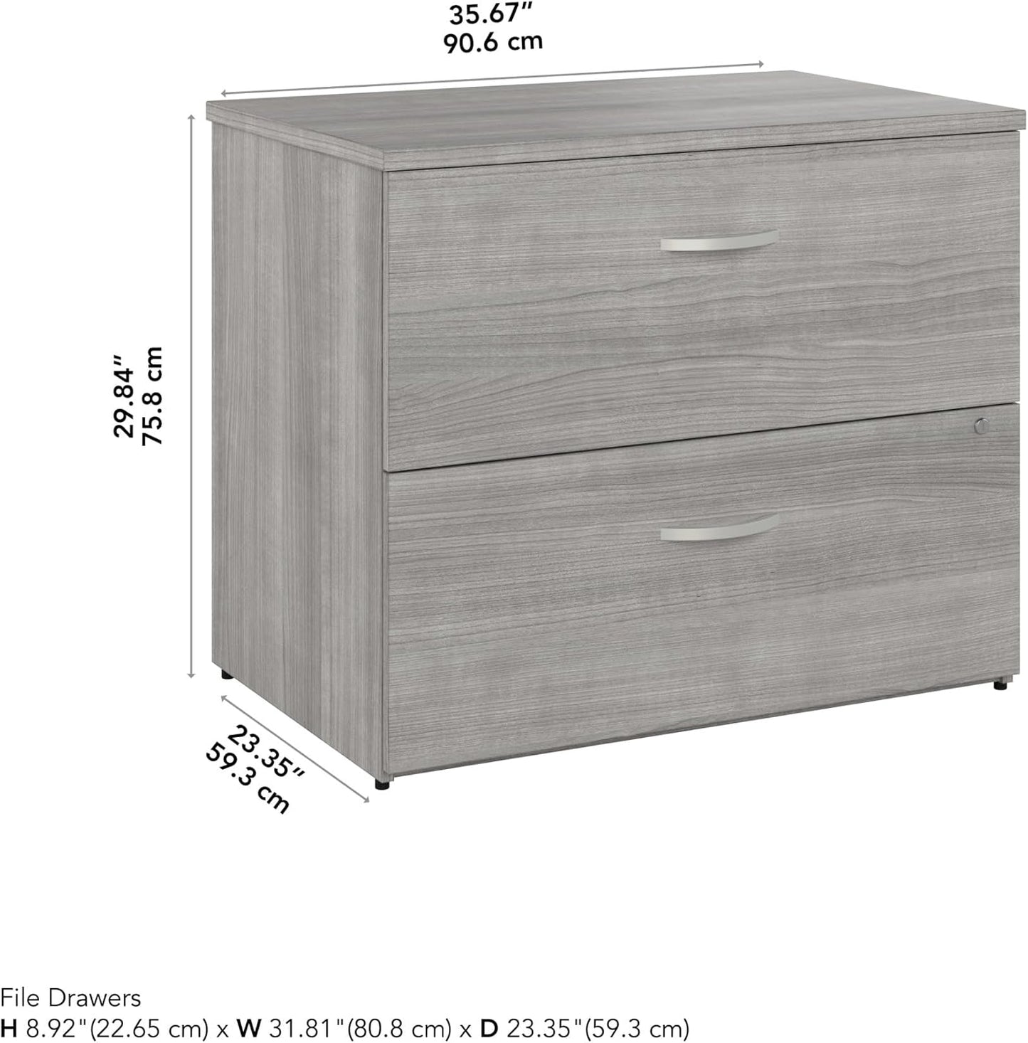 Bush Business Furniture Studio C 2 Drawer Lateral File Cabinet in Platinum Gray - Assembled, Locking Document Storage for Home or Professional Office
