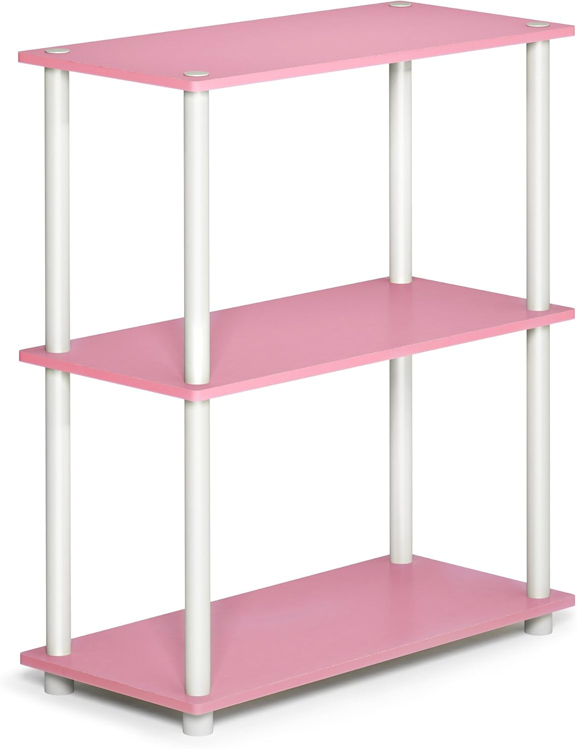 Furinno Turn-N-Tube 3-Tier Compact Multipurpose Shelf Display Rack, Pink/White
