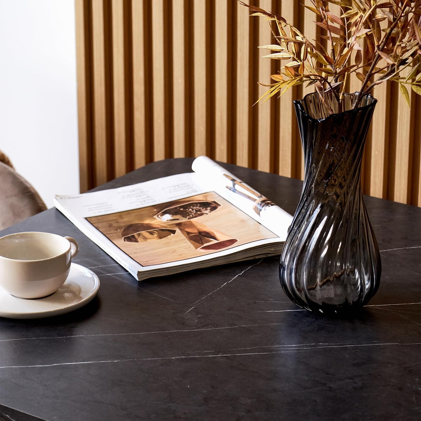 Square Modern Dinning Table 30 inches for 2-4 Bistro Tulip Table with Faux Marble top,Easy Assemble,Sturdy Metal Frame Diameter 30in*H28.74in (Black, 30in)