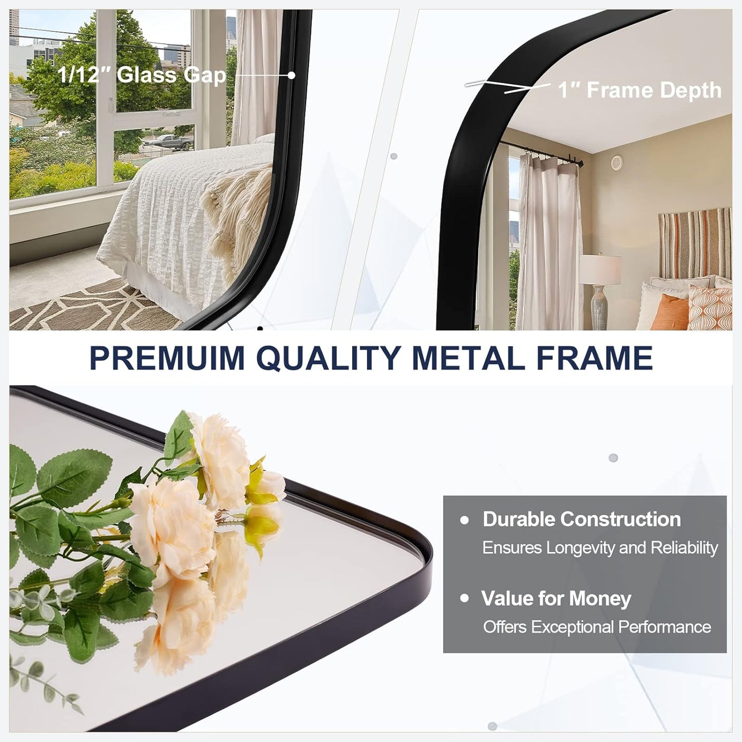 ANDY STAR Oval Mirrors for Bathroom, 20x30’’ Black Bathroom Vanity Mirror with Metal Frame, Black Oblong Bathroom Mirror for Over Sink, Modern Anti Rust Wall Mounted