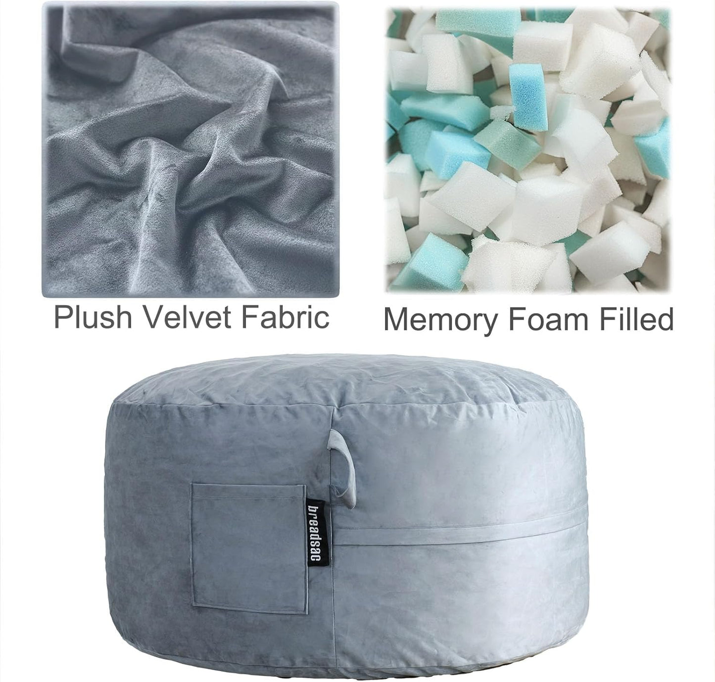 Bean Bag Chairs, Memory Foam Stuffing Bean Bag Chair for Adults/Teens/Kids with Removable Zipperd Cover, High-Rebound Memory Foam Lazy Sofa Furniture for Living Room Bedroom College Dorm