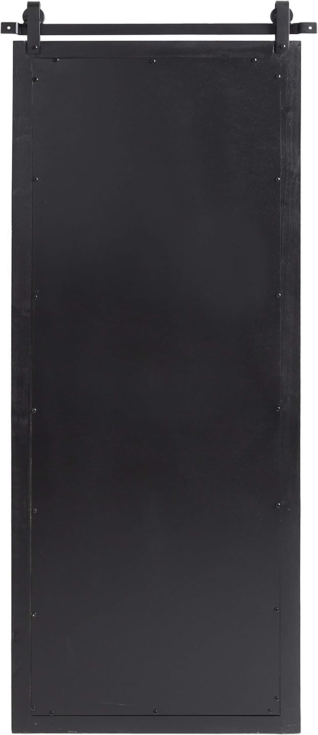 Kate and Laurel Cates Farmhouse Wood Framed Panel Mirror, 18 x 50, Gray, Barn Door-Inspired Rustic Mirrors for Wall