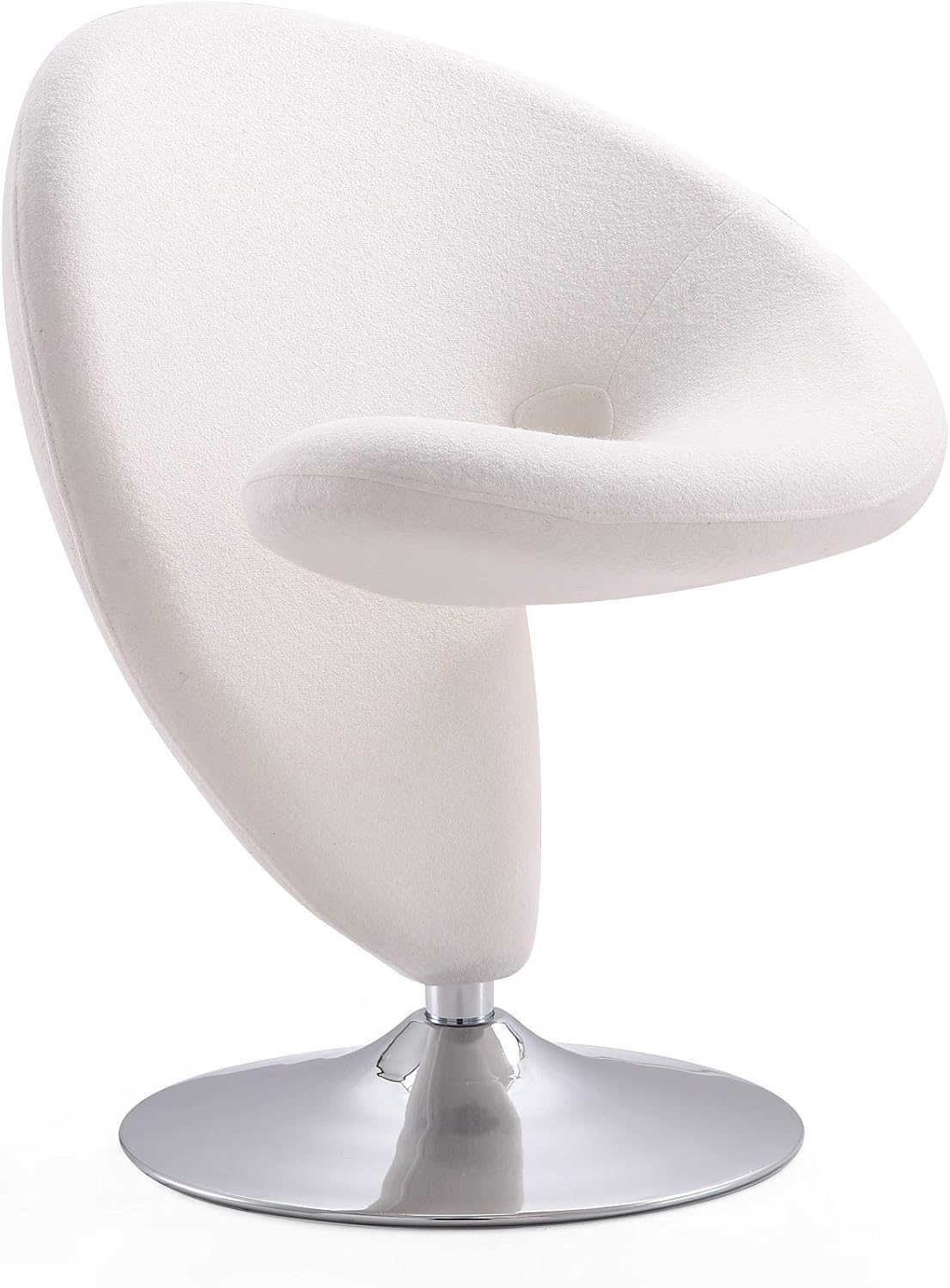 Manhattan Comfort Curl Swivel Accent Chair Set of 2 with 360° Turn, Fully Assembled, Upholstered in Wool Blend, Modern Ergonomic Design with Polished Chrome Base, Living Room & Office, Set of 2, Cream