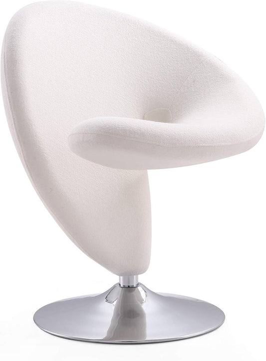 Manhattan Comfort Curl Swivel Accent Chair Set of 2 with 360° Turn, Fully Assembled, Upholstered in Wool Blend, Modern Ergonomic Design with Polished Chrome Base, Living Room & Office, Set of 1, Cream