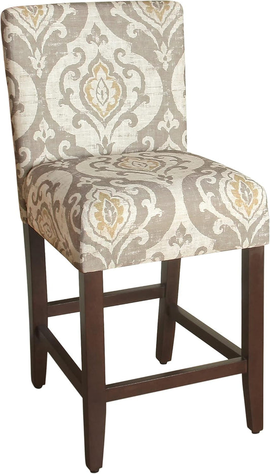 HomePop Upholstered Counter Height Barstool, 24-Inch, Suri Cream Damask