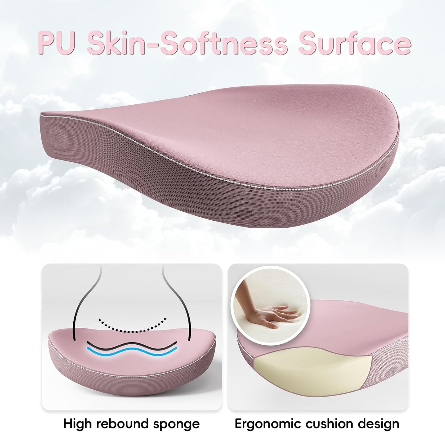 Ergonomic Office Chair-Computer PU Leather X-Shaped Desk Chair-Gaming Chair with Adjustable Flip-up Armrests Lumbar Support Mesh Executive Chair for Long Hours Office (Pink)