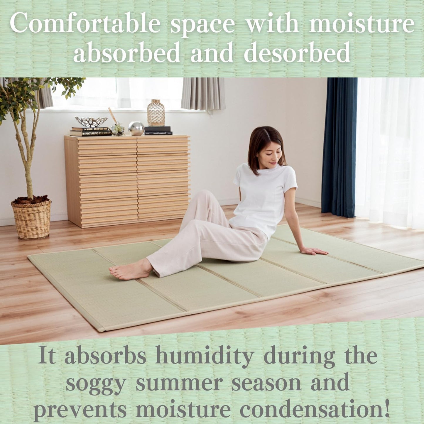 BJDesign Japanese Tatami Mat (Igusa Mattress), Foldable, Rush Grass, Floor Sleeping Japanese Futon Mattress Meditation Yoga Zen (Full XL)