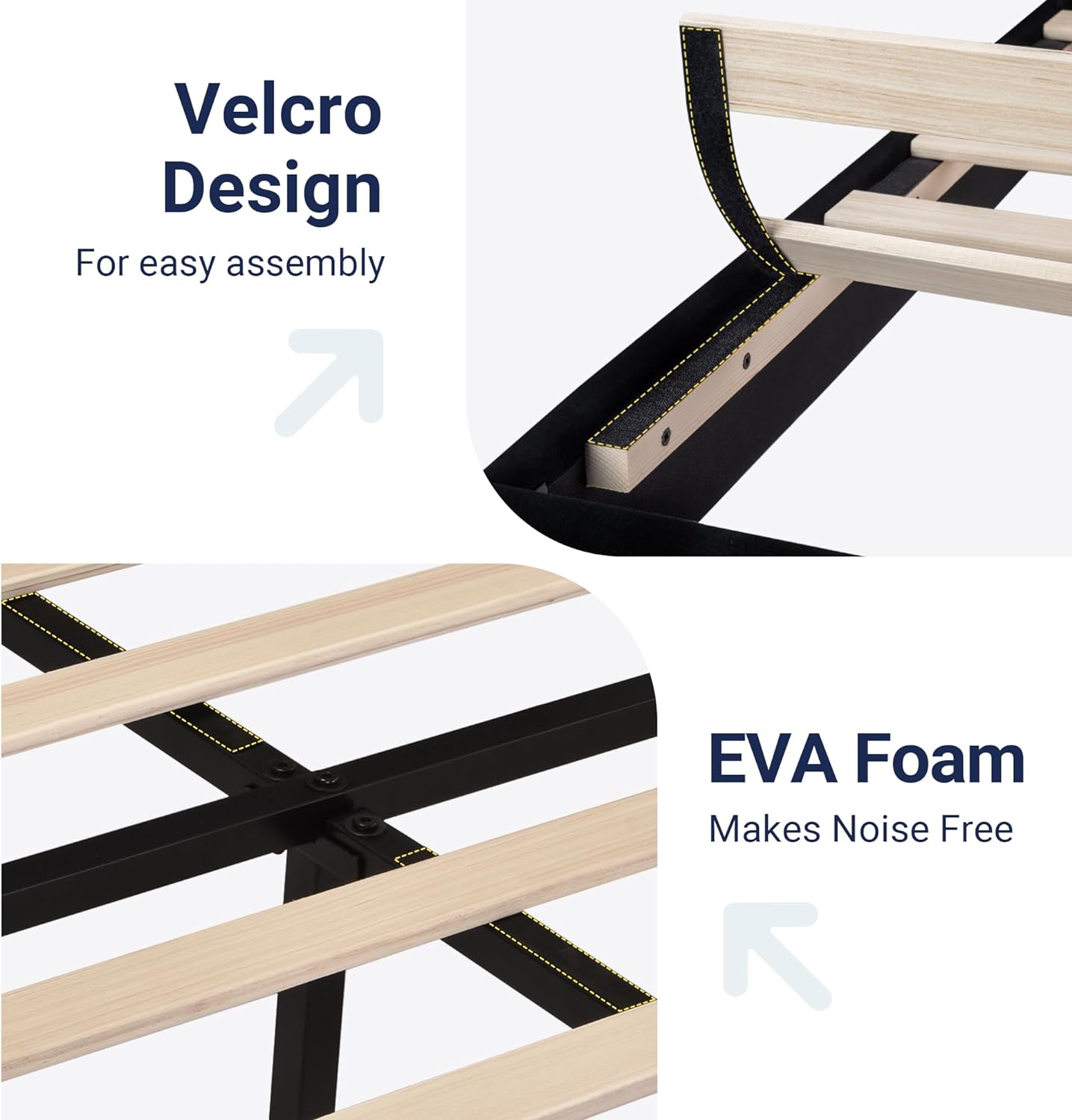 Allewie Full Size Platform Bed Frame with Velvet Upholstered Headboard and Wooden Slats Support, Fully Upholstered Mattress Foundation/No Box Spring Needed/Easy Assembly, Black