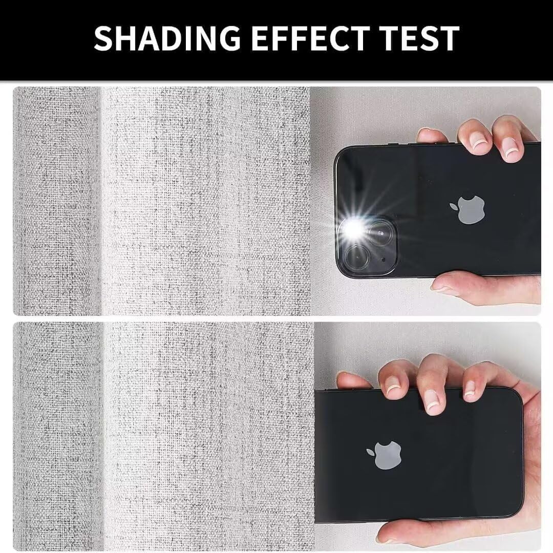 Joydeco Natural Linen Curtains 108 inch Length 2 Panels Set Burg 100% Blackout Patio Door Curtain Room Darkening Sliding Door Curtains Thermal Insulated Back tab Rod Pocket(105x108 inch, White)