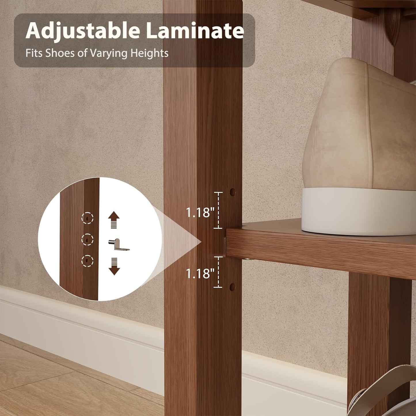 Wood Shoe Rack Bench for Entryway, 2 Tier Shoe Rack for Front Door Entrance, Shoe Bench with Shoe Storage for Entryway, Bedroom, 47.2"