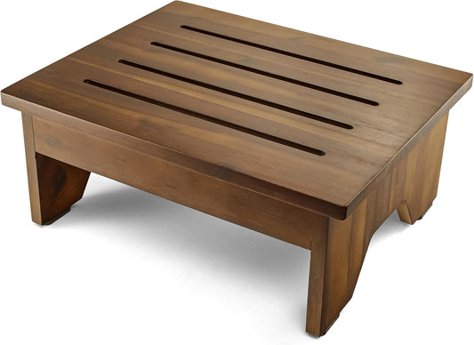 HOLANA 6.5" Wooden Step Stool for Adults (No Assemble Required) - 500 Lbs One Step Stools for High Bed Riser - Small Stepping Stool for Elderly, Seniors, Kid/Bathroom, Bed, Kitchen (Acacia Wood)