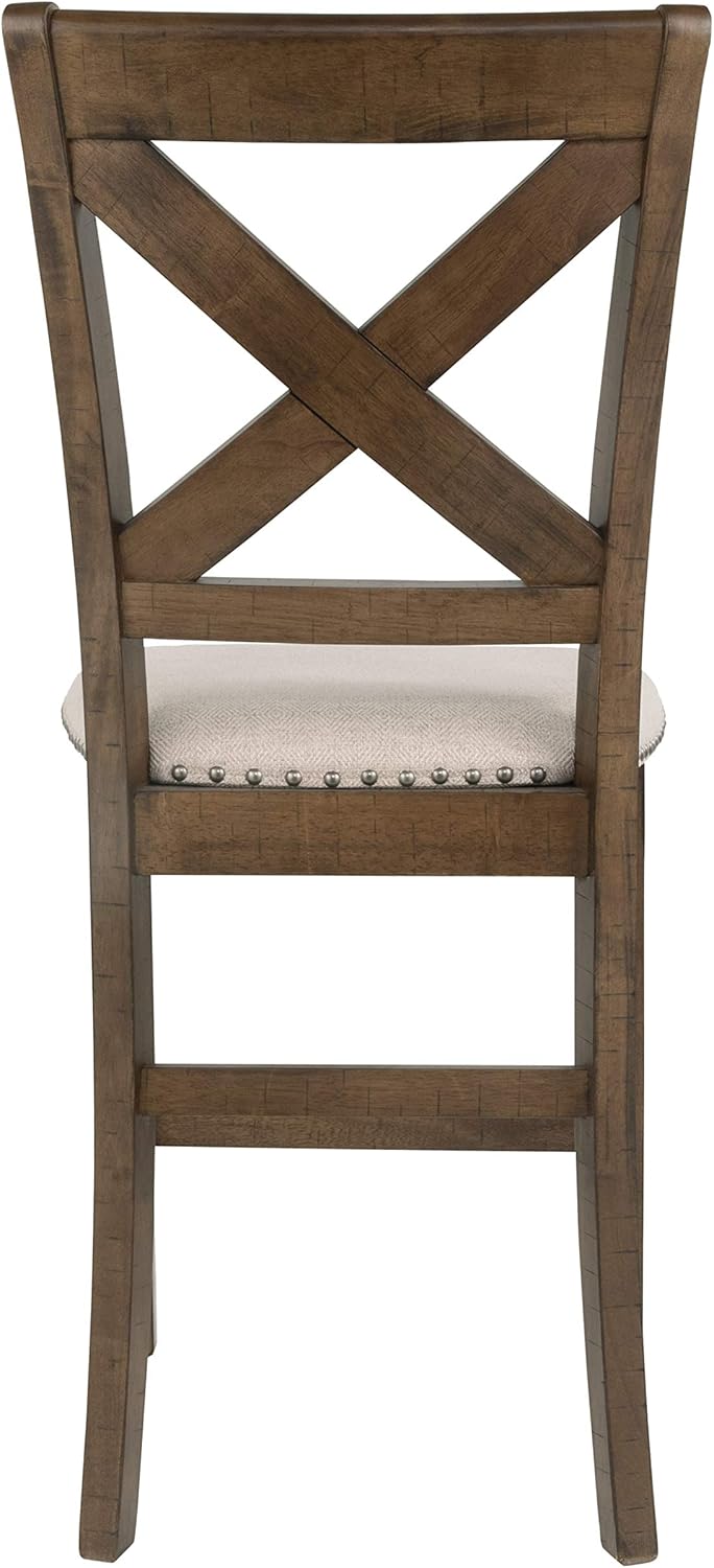 Signature Design by Ashley Moriville Rustic Farmhouse 24.5" Upholstered Barstool, 2 Count, Beige & Brown