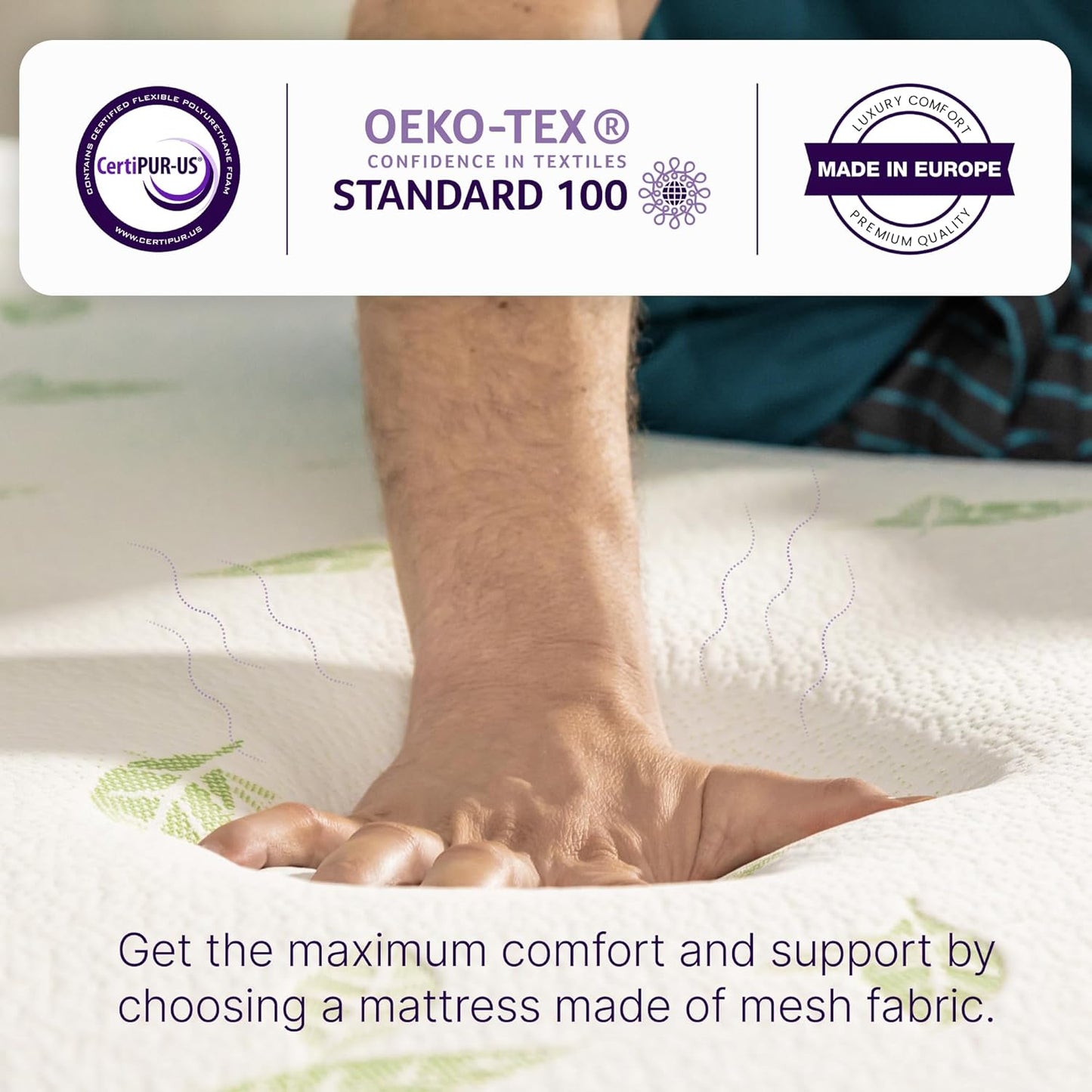 NapQueen Queen Size, 12 Inch Anula Green Tea Infused Memory Foam Mattress, Bed in a Box, CertiPUR-US Certified Mattress