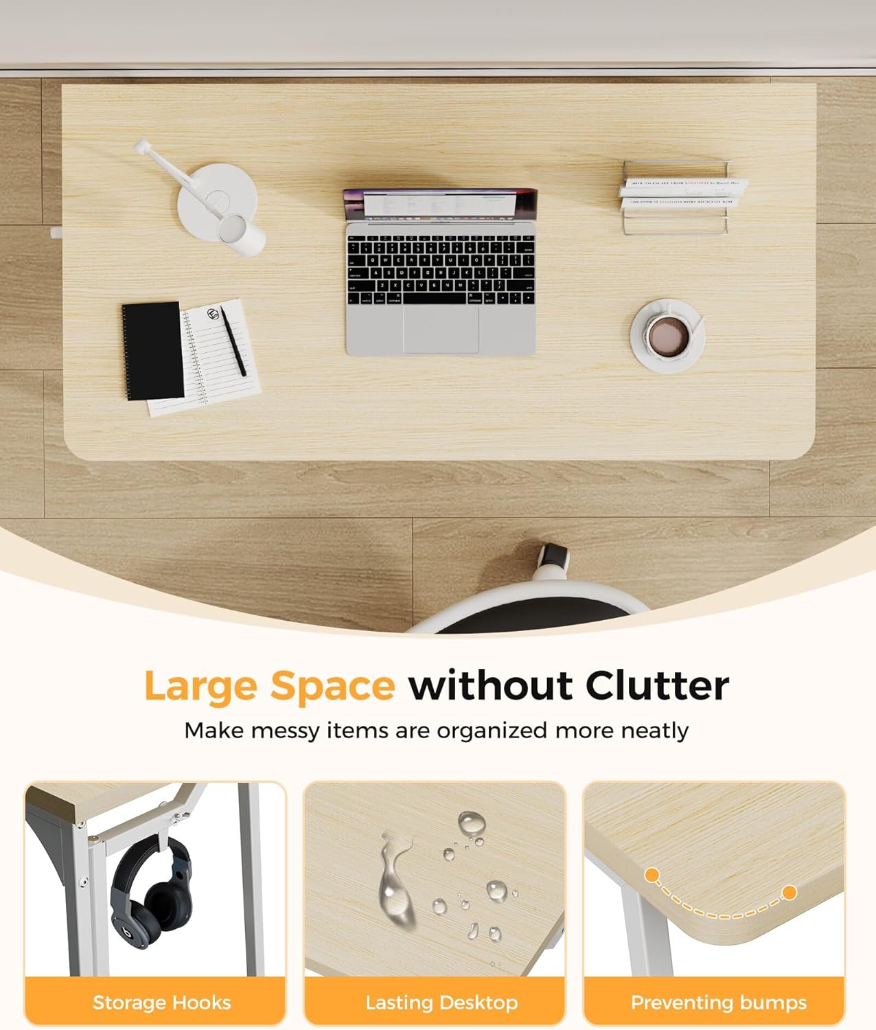 Folding Desk Small Foldable Desk for Small Space, 31.5 Inches Writing Computer Desks in Study, Home Office Foldable Office Desks for Bedroom, Oak