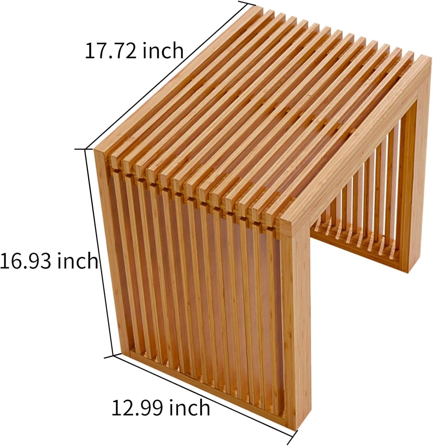 Small Bamboo Dining Bench, 17inch Farmhouse Decor Indoor Kitchen Table Bench, Entryway Shoe Rack Bench, Outdoor Bench, Solid Bamboo Benches for Living Room, Hallway, Bedroom, Bathroom