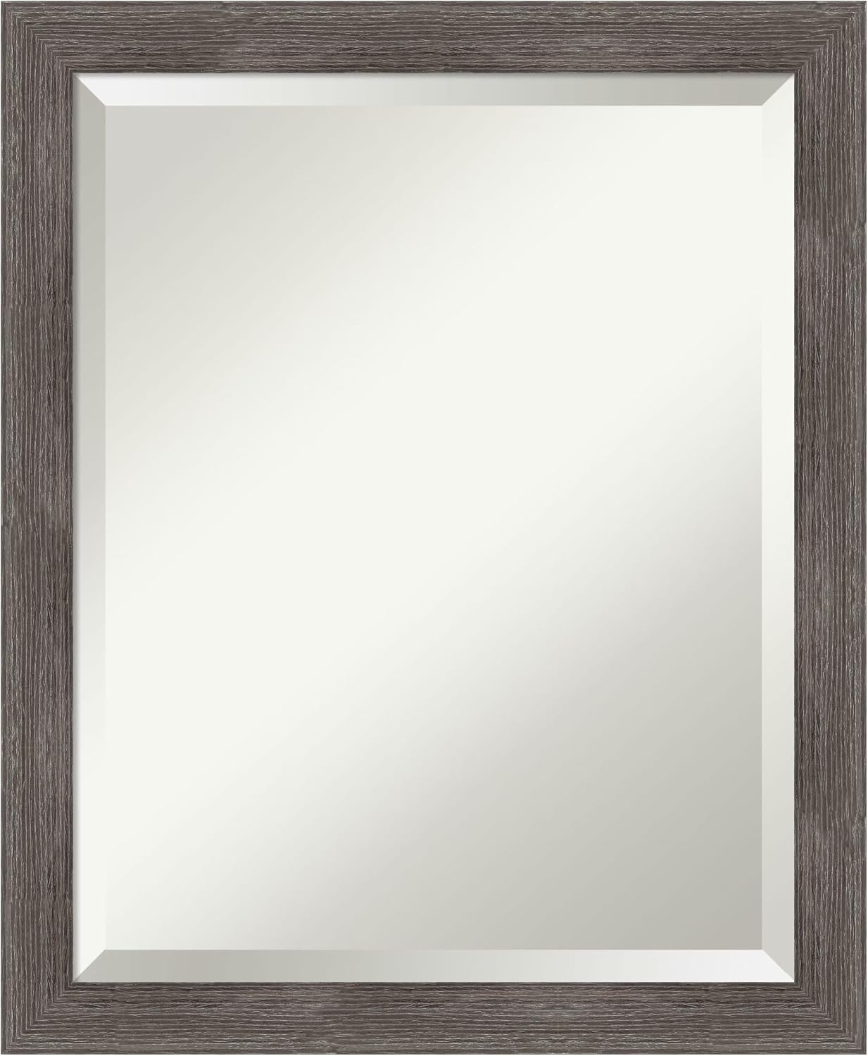 Amanti Art Grey Wall Mirror 23x19 Pinstripe Lead Grey Rectangle Bathroom Mirror for Wall Decor Living Room, Small Modern Wood Frame, Hangs Horizonally and Vertically, Bathroom Decor, Beveled Edge