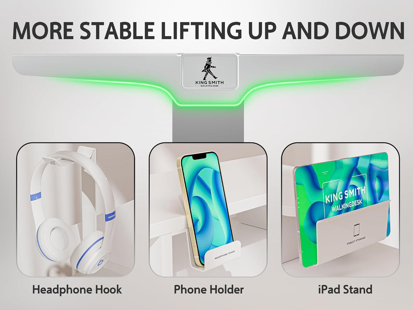 55x24 Inches Electric Standing Desk With Drawer and Monitor Stand, Height Adjustable for Home Office, Ergonomic Sit to Stand With Phone Holder, 3 Hooks, White