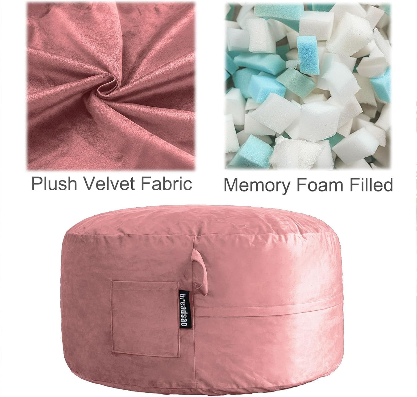 Bean Bag Chairs, Memory Foam Stuffing Bean Bag Chair for Adults/Teens/Kids with Removable Zipperd Cover, High-Rebound Memory Foam Lazy Sofa Furniture for Living Room Bedroom College Dorm